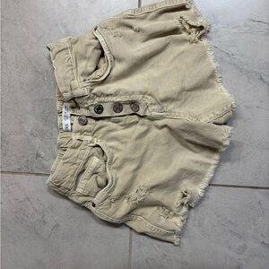 Zac Posen Cream Distressed Women Shorts